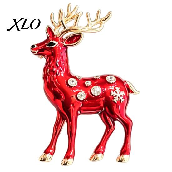 Mini Reindeer Brooch Christmas Pin, Rhinestone Elk Lapel Sweater Alloy Cardigan Coat Suits Accessories, Jewelry Gift for Xmas