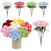 6 Pcs Artificial Hydrangea Flower Faux Chrysanthemum Ball Flower Fake Long Stem Hydrangea Bridal Bouquet for Home Office Wedding Decor