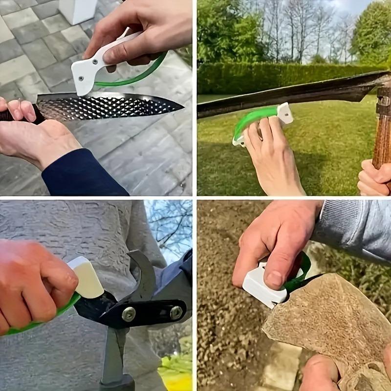 Многофункциональная точилка для инструментов с точильным камнем из вольфрамовой стали и ПВХ противоскользящим основанием - Портативная ручная точилка для ножей, топоров, садовых инструментов