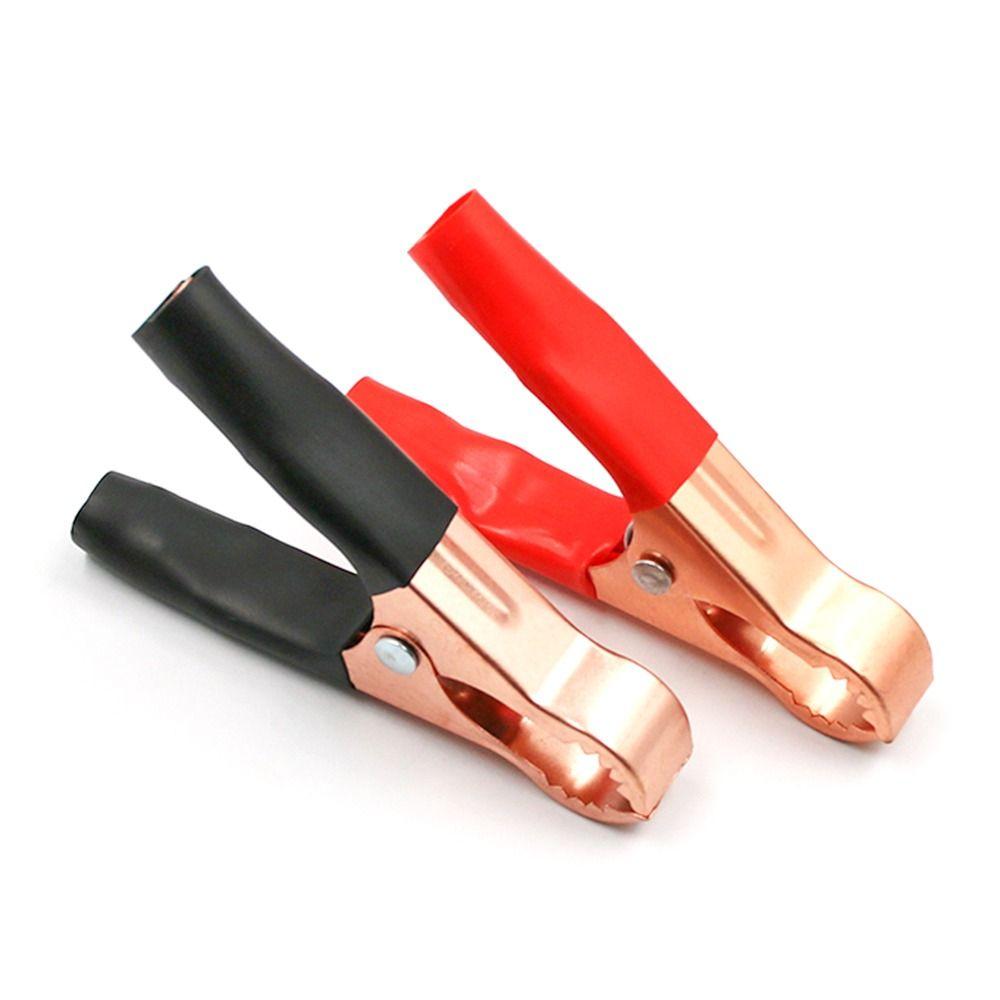 2pcs Red + Black Battery Test Lead Clips 50A Battery Clamps Universal Alligator Clips
