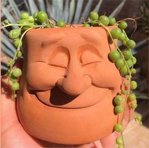 Цветочные горшки, украшенные карикатурой на лицо, забавные украшения из смолы в горшках