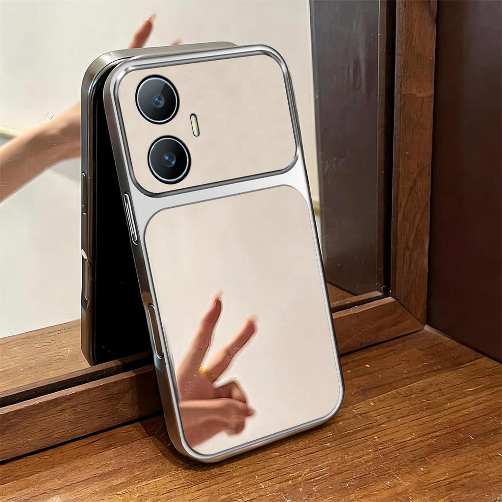 Чехол для realme C55 Модный с большим окном Зеркальный чехол для телефона