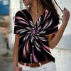 2025 Summer New Fashion Women's Multicolored Printed Short Sleeve V-neck Casual Button-down Shirt Top