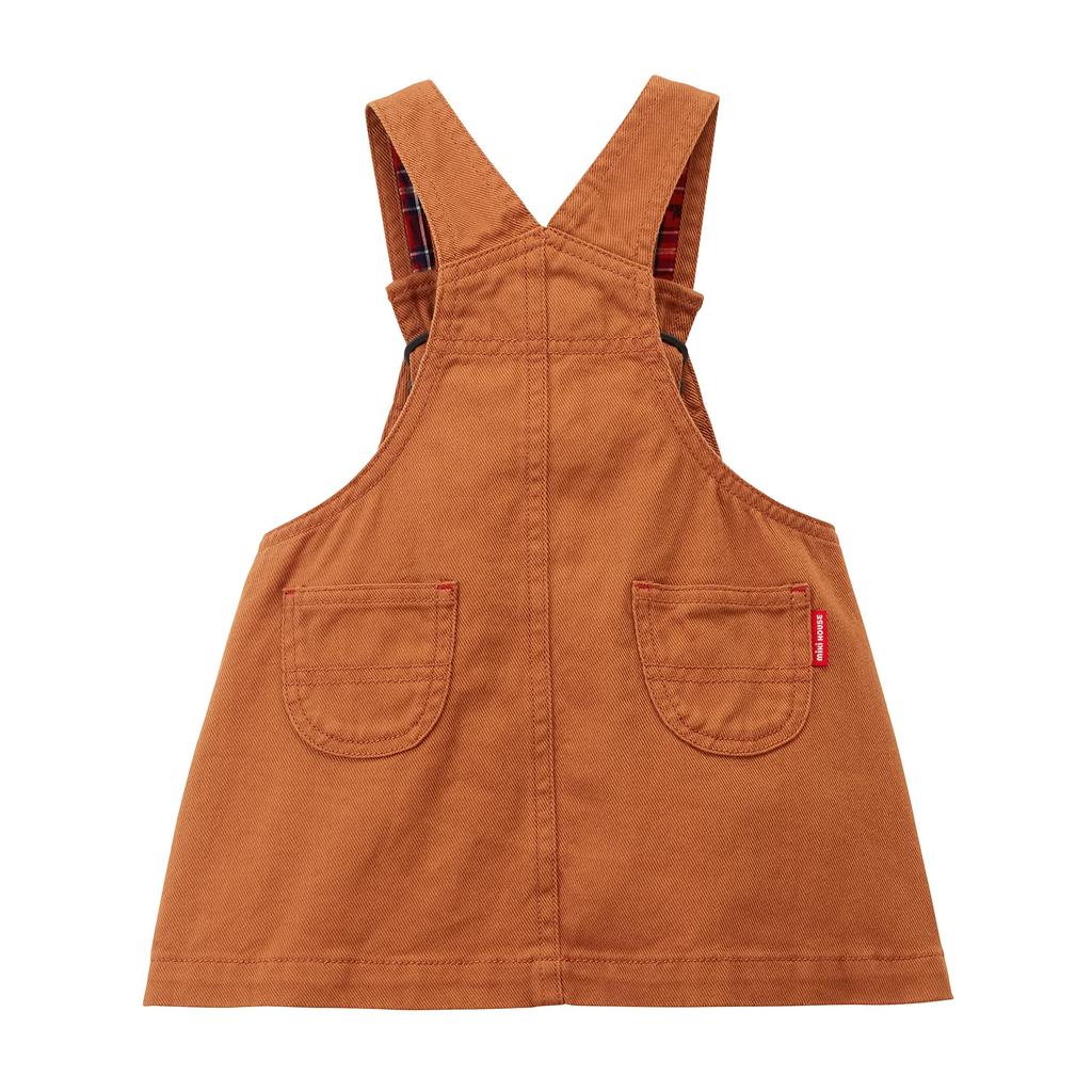 MIKIHOUSE Denim Jumper Skirt Pinafore Dress Logo Girls Kids 100cm Brown 10-1821-575