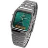 Casio Ана-Цифровые Часы Серии Vintage Кварцевые AQ-230EGG-3A Унисекс Двойное Время Изумрудно-Зеленые