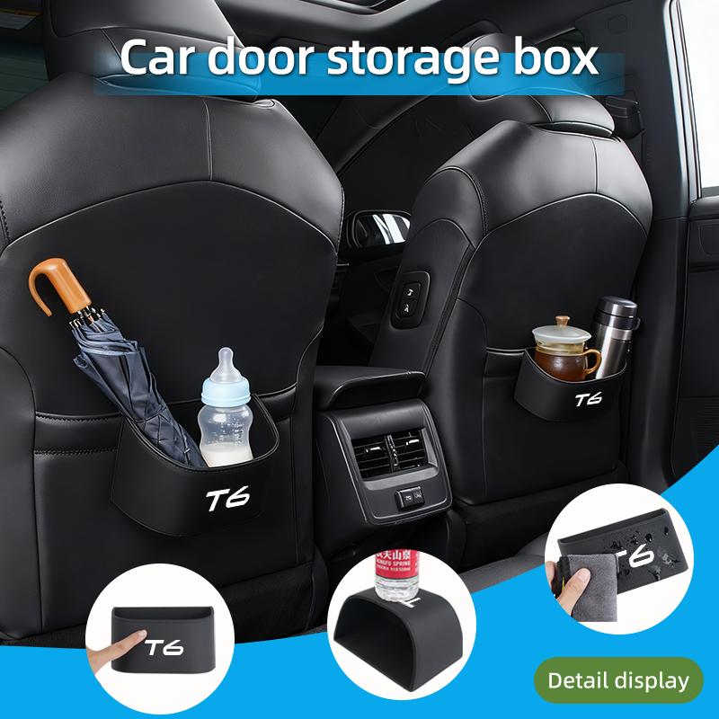 Car Trapezoidal Sloped Black Leather Door Multi-Functional Storage Compartmen For Volvo T6 XC60 XC90 S80 C30 S40 XV40 S70 XC70