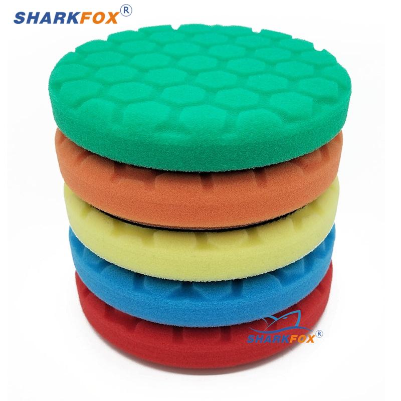 Sharkfox Car Polishing Pad Kit 5/6 Inch Self-Adhesive Buffing Wheel Car Detailing Waxing Sponge Pads Auto Care Cleaning Tool
