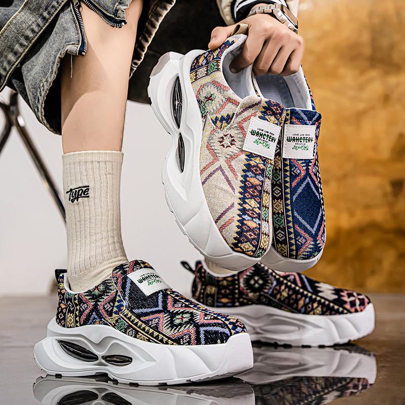 Мужская спортивная обувь, повседневные уличные кроссовки на платформе, студенческие, большие размеры, с принтом, для скейтбординга, увеличивающие рост