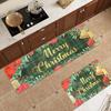 Santa Claus print Christmas Long Strip Crystal Velvet Carpet Home Kitchen Bathroom Toilet Dirty Wear NonSlip Mat Home Decoration