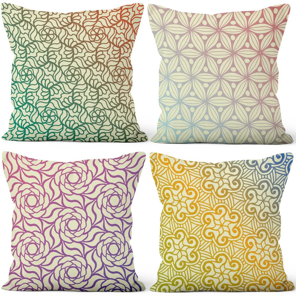 4Pcs Black White Gray Geometric Square Line Abstract Printed Pillow Cover Polyester Cushion Case 2D Flat Printing Pillowcase Now