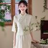 Летний китайский ретро костюм Тан с воротником-стойкой, ханьфу, ципао, топ и юбка