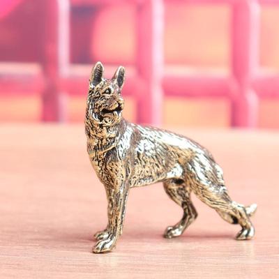Винтажные медные миниатюрные фигурки «Счастливая собака», настольные маленькие украшения, латунный волк, чайные питомцы, украшения для дома