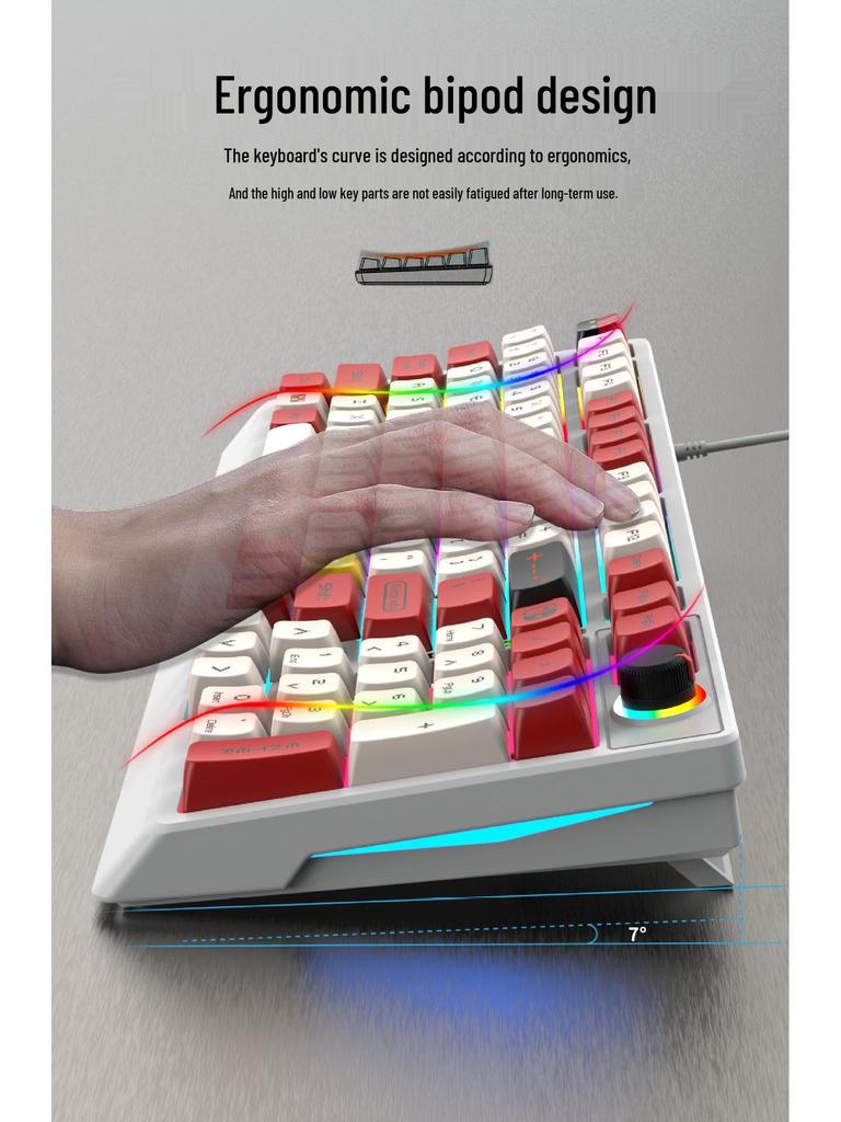 K98 Mechanical Keyboard with Blue or Red Axis, Wired Connection, Dual-Color Injection Keycaps for Gaming