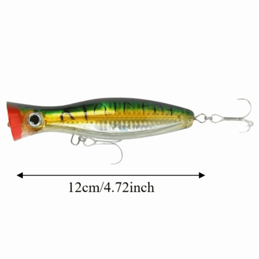 4PCS with 3D Eyes Top Water Popper Lure 12cm 43g Large Popper Seal Lure Freshwater Fishing
