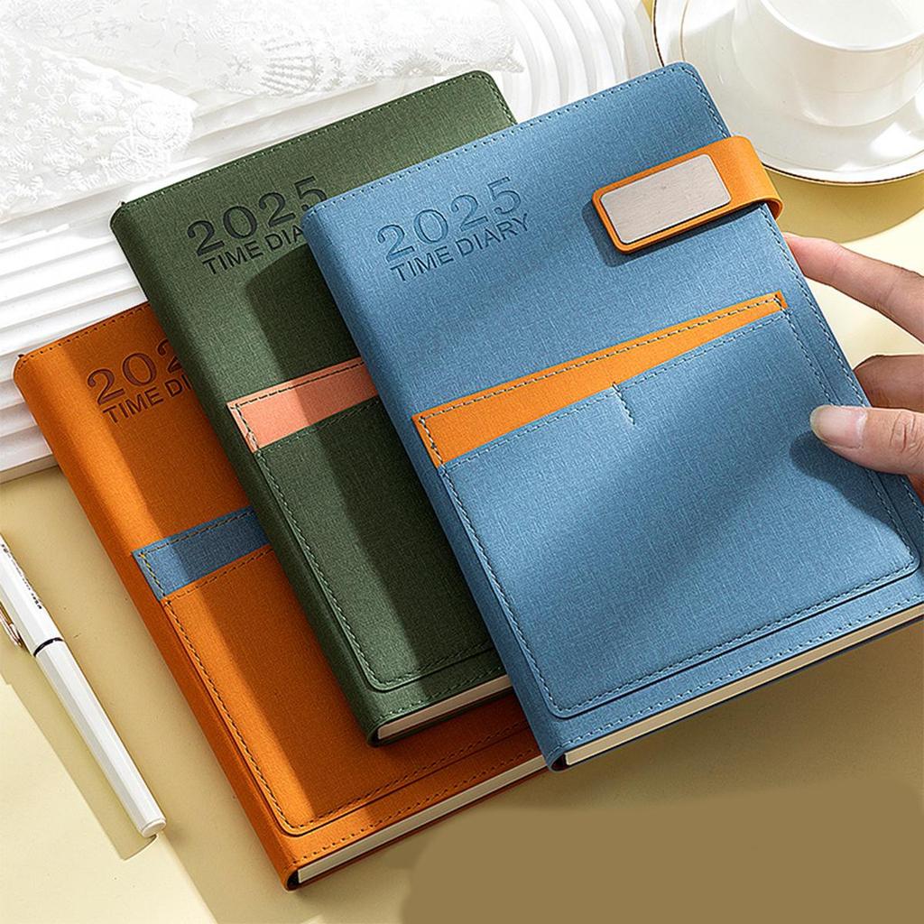 Деловой календарь на 2025 год, кожаный формат А5, внутренние страницы на английском языке, ежедневник для студентов, дневник учета на 365 дней, блокнот, заметки, 200 листов