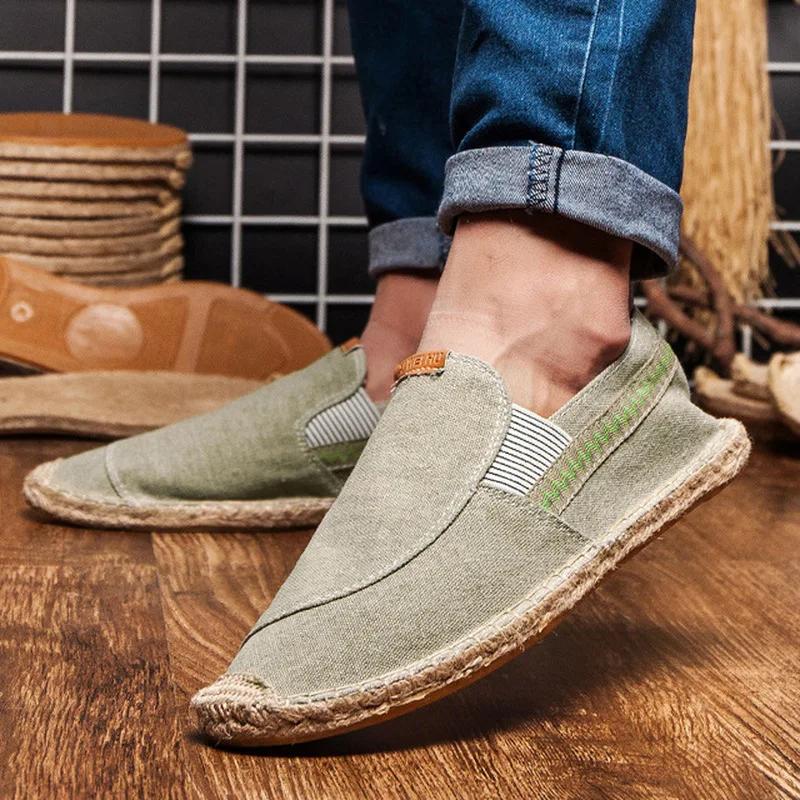 2025 New Casual Vintage Loafers Flat Hemp Bottom Fishermen Shoes Driving Soft Shoes Holiday Beach Sailing Bohemian Plus Size