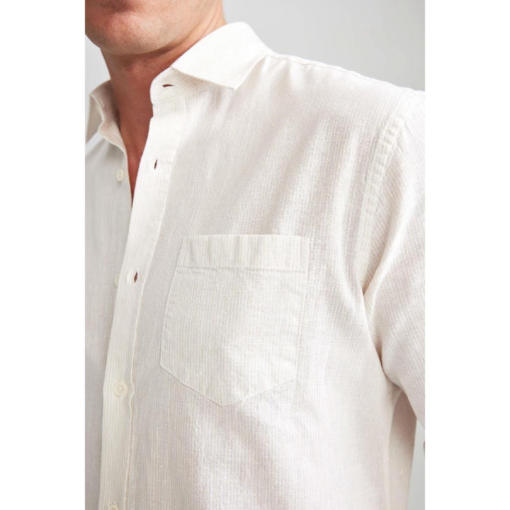 Рубашка обычного кроя с длинными рукавами из смесового льна Z5577az23sm