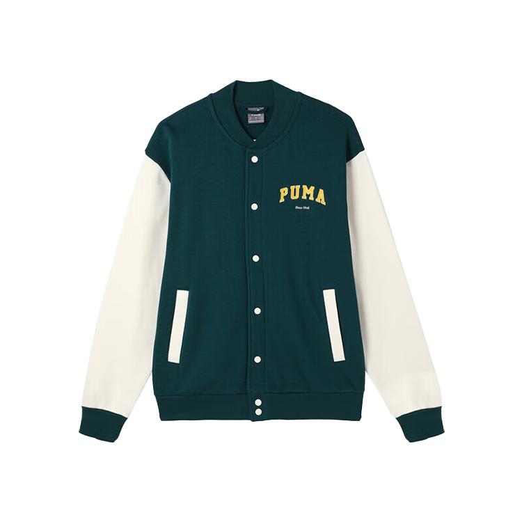 Puma Цветные блоки винтажная повседневная бейсбольная куртка на одной пуговице мужские куртки зеленые 679341-24