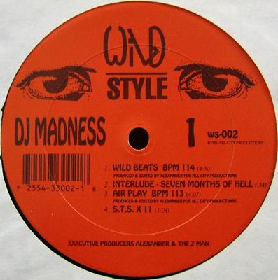 12-дюймовая пластинка WILD STYLE DJ Madness WS002 All City Produc 1991 US Rap HipHopRB Б/у