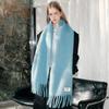 Iceland Blue Minimalist Wool Scarf - Fluffy, Warm, and Versatile Mohair Shawl for Autumn/Winter