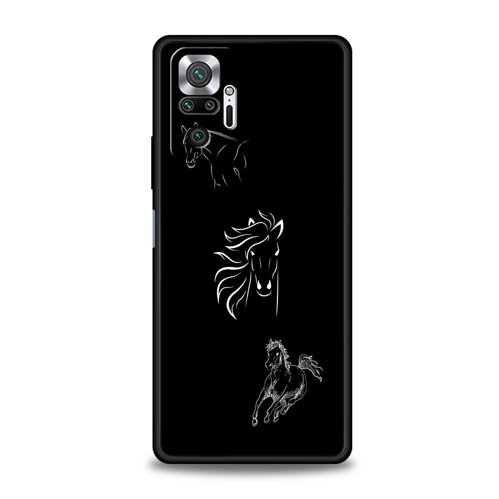 Чехол для телефона с изображением лошади, Арт Животные, Для Xiaomi Redmi Note 14 13 5G 10 11 12 Pro Plus 4G 14C 13C 12C 10C, Черный