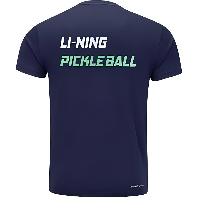 Спортивная футболка Li Ning Pickleball Series, повседневная, простая, с круглым вырезом, пуловер, с коротким рукавом, мужская, темно-синяя AHSUF87-1