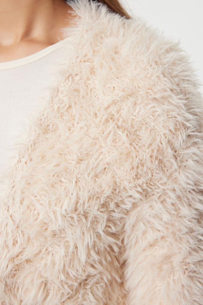 Women's Fashionable Stylish Cardigan Stone Soft Textured Furry Coat Look Knitwear Cardigan