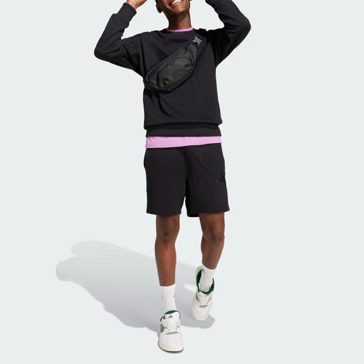 adidas Толстовка мужская с длинным рукавом с фактурным ребристым воротником и логотипом, цвет черный IX1261