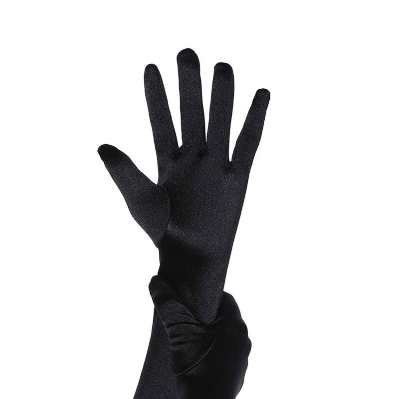 Fluffy Cuff Long Sleeve Gloves Banquet Dress Gloves Solid Color Warm Polyester Elastic Autumn Winter Driving Glove