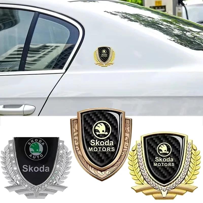 WMZW4 3D Car Window Sticker Exterior for SKODA Emblem Superb 3 Fabia 1 Kodiaq Octavia A7 A5 Karoq RS Yeti Side Decals Alloy Logo Badge