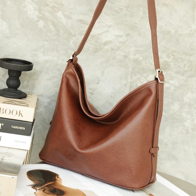 One Shoulder Crossbody Vintage Bag Women's Bag Large Capacity Crystal Plant Tanned Cow Pitot Bag