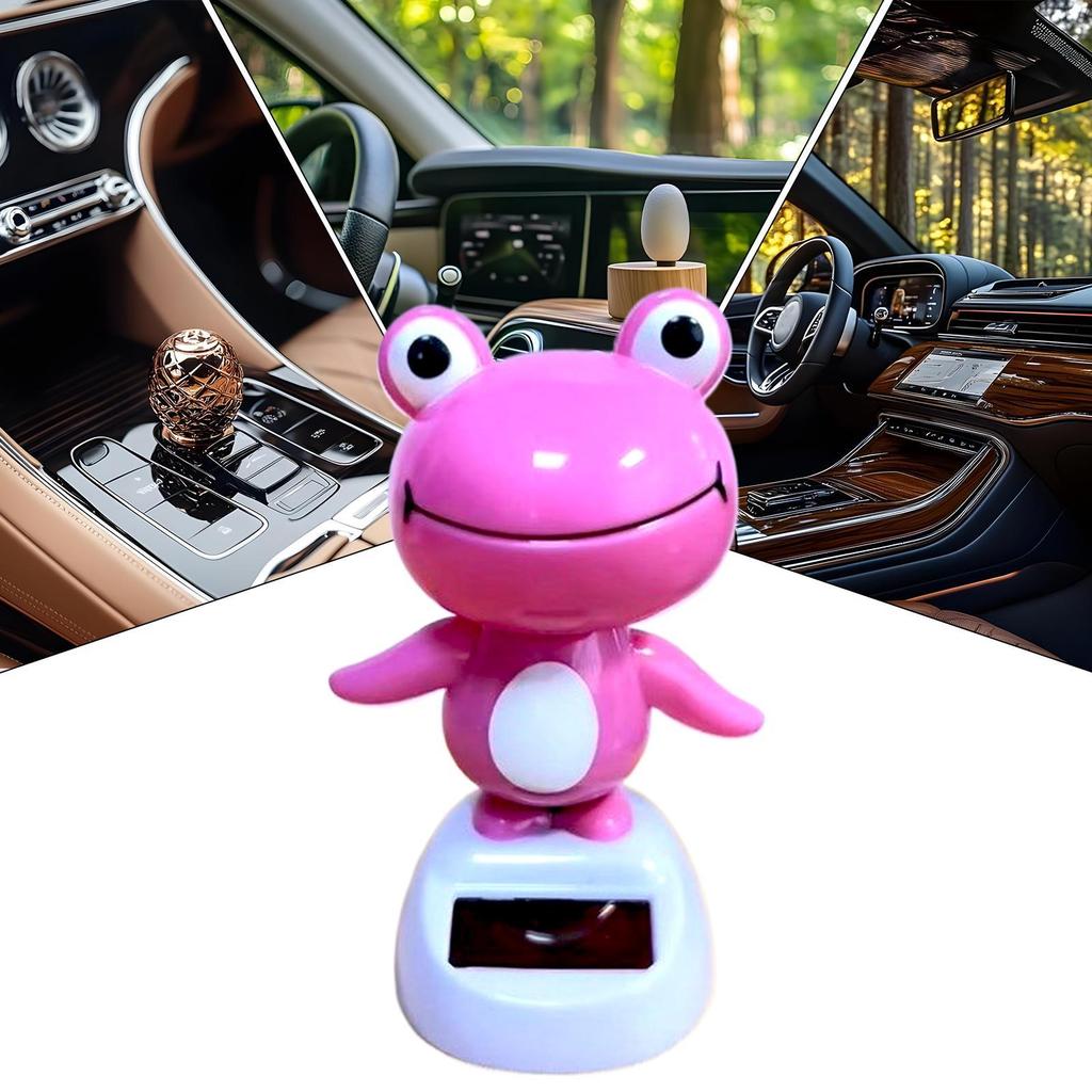 Cute Car Decor Frog Car Dash Decors Solar Powered Auto Interior Decoration for Automobile Vehicle Automotive Truck Rv Desk Home