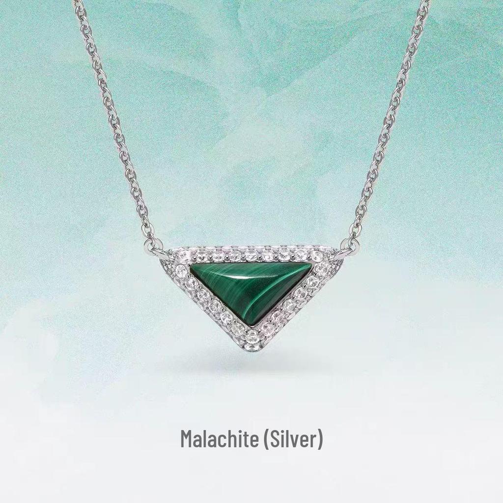 Ожерелье из натурального камня треугольной формы с бриллиантами - Роскошное, изысканное и универсальное колье-цепочка для ключицы для создания высококлассного стиля.