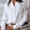 Fashion Stand Collar Woman Shirts Elegant Autumn Casual Long Sleeve Women Blouse Chic Solid White Black Shirts Tops 10619