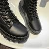 Осенне-зимние кожаные мужские ботинки на платформе, модные ботильоны с носками, мужские черные повседневные высокие берцы, уличная спортивная обувь, новинка