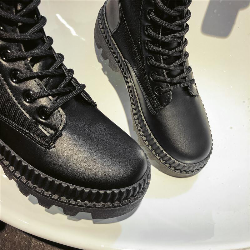 Осенне-зимние кожаные мужские ботинки на платформе, модные ботильоны с носками, мужские черные повседневные высокие берцы, уличная спортивная обувь, новинка