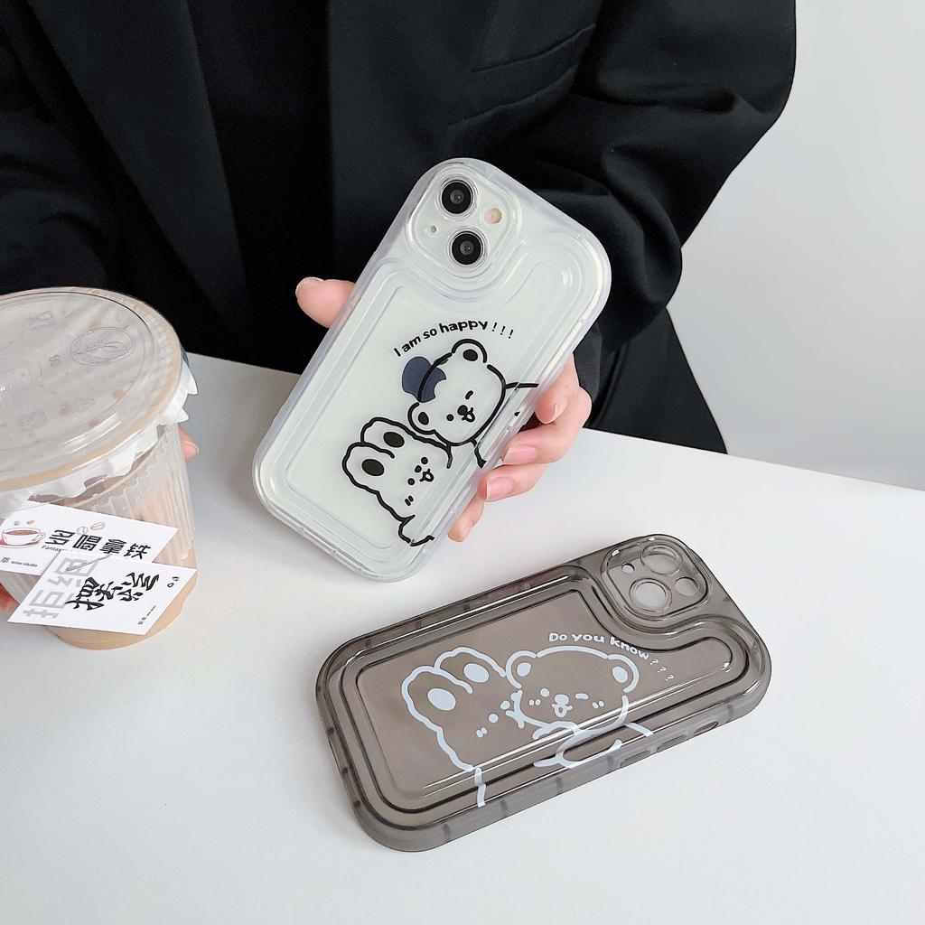 Классический чехол для телефона с милым медведем, мягкий силиконовый мультяшный кролик, пара, противоударный чехол для Iphone 14 13 Pro Max 12 11 Promax