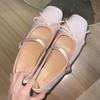 Fashion Square Heel Loafers Mid Heel Butterfly-knot Ladies Shoes 2025 New Hot Sale Solid Square Toe Buckle Strap Sweet Women's Shoes