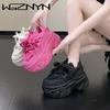 8,5 см новые высокие кроссовки на платформе женские толстые подошвы спортивные женские кроссовки вулканизированные туфли женские массивные кроссовки Zapatillas Mujer
