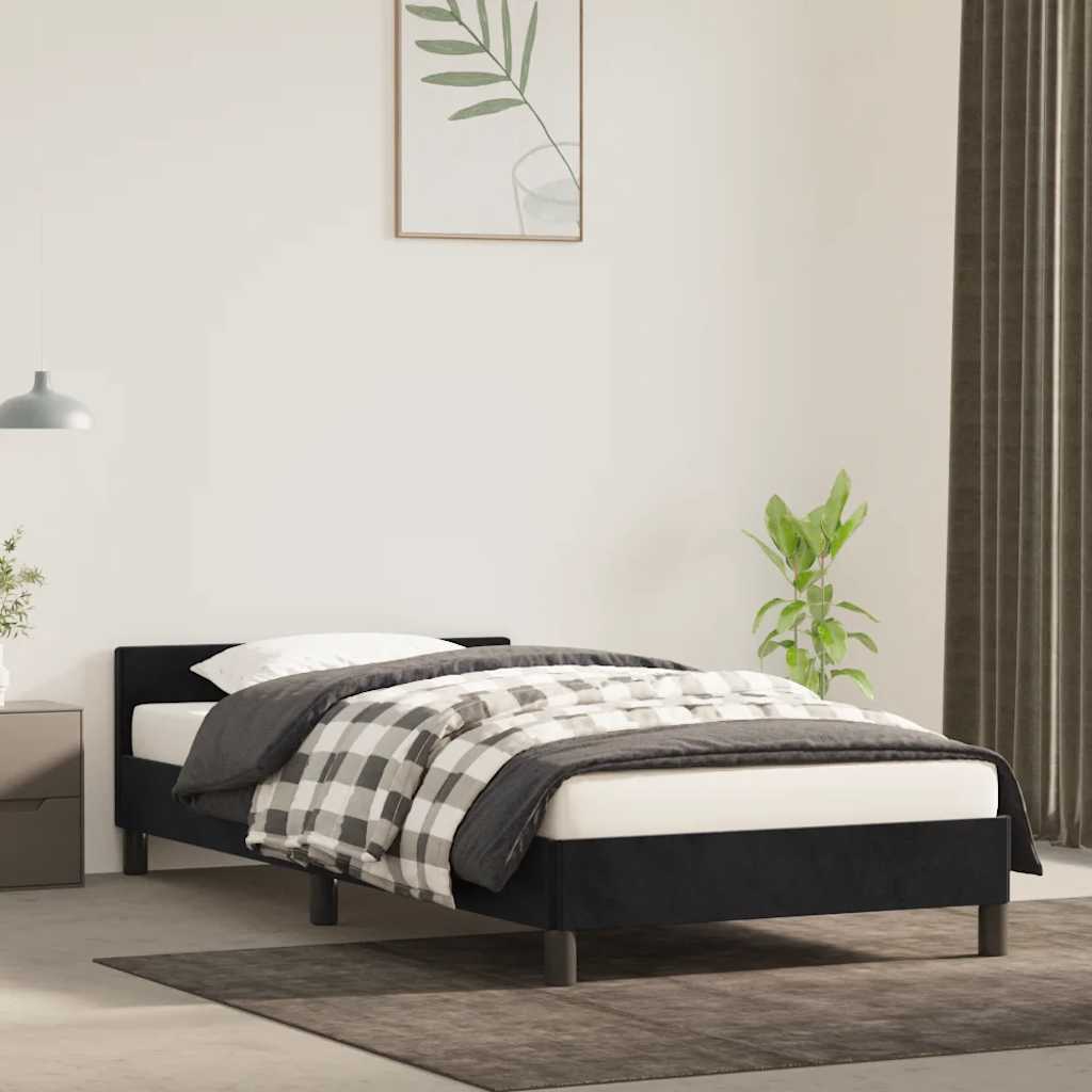 Vidaxl Rama Łóżka Z Zagłówkiem Bez Materaca, Czarna 90X190Cm Aksamitna