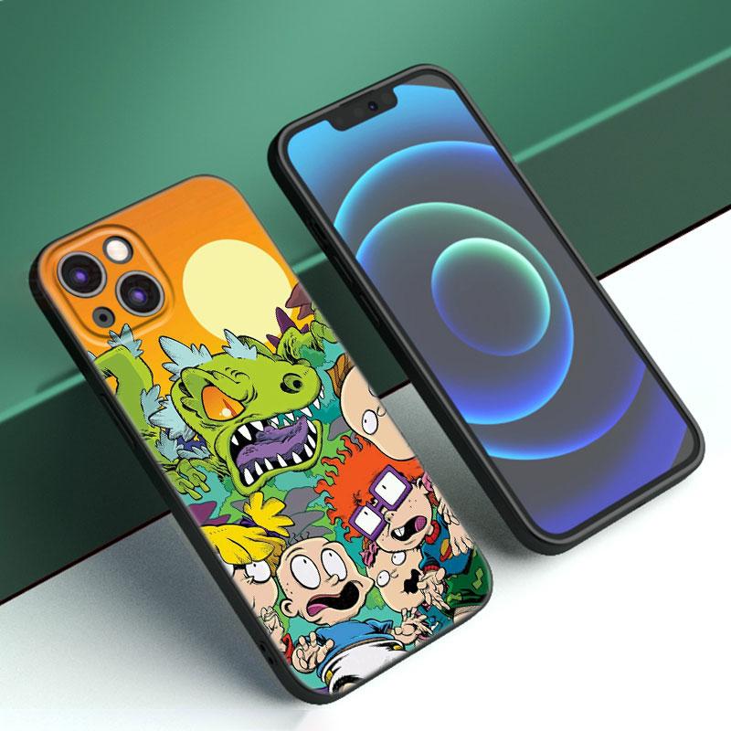 Чехол для телефона с изображением героев мультфильмов R-Rugrats для Apple iPhone 12 13 Mini 11 14 15 Pro Max 7 8 Plus X XR XS SE 2020 2022, черный силиконовый чехол