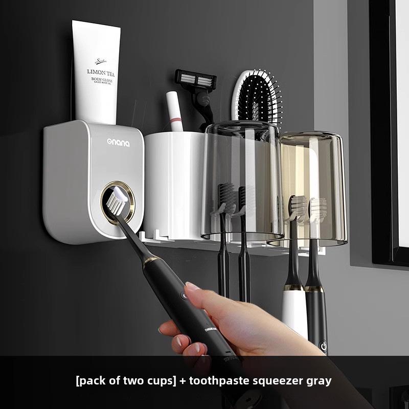 Настенный держатель для зубной щетки и зубной пасты без проколов с чашкой для ополаскивателя полости рта