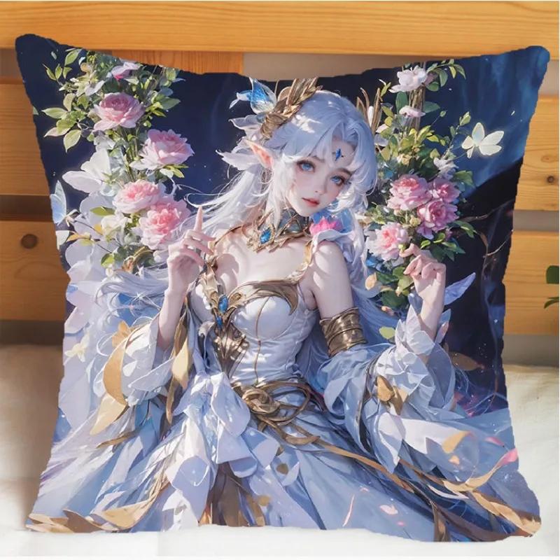 Arena of Valor Honor of Kings Diao Chan Подушка и наволочка Чехол для подушки Двусторонняя печать Плюшевые декоративные подушки 40x40 см
