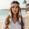 Изящная crocheted лента Бохо с кисточками для волос Племенные перья для наращивания волос Наряд для островного отдыха