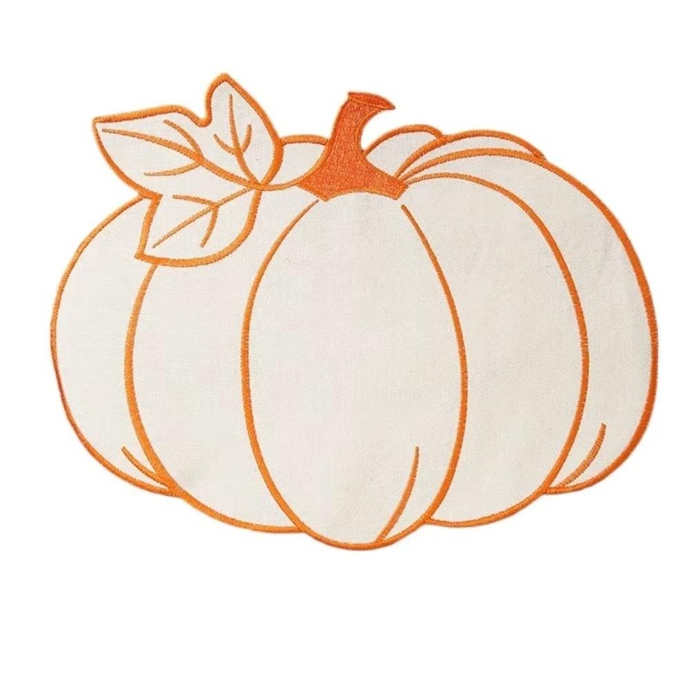 Embroidered Dining Table Mat Heat Insulated Pumpkin Placemat Durable Insulated Pad