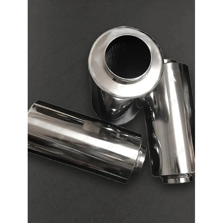 Performance Exhaust Resonator 63mm Inlet Outlet Muffler 304 Stainless Steel Spiral Surface Exhaust System DIY Car Accessories
