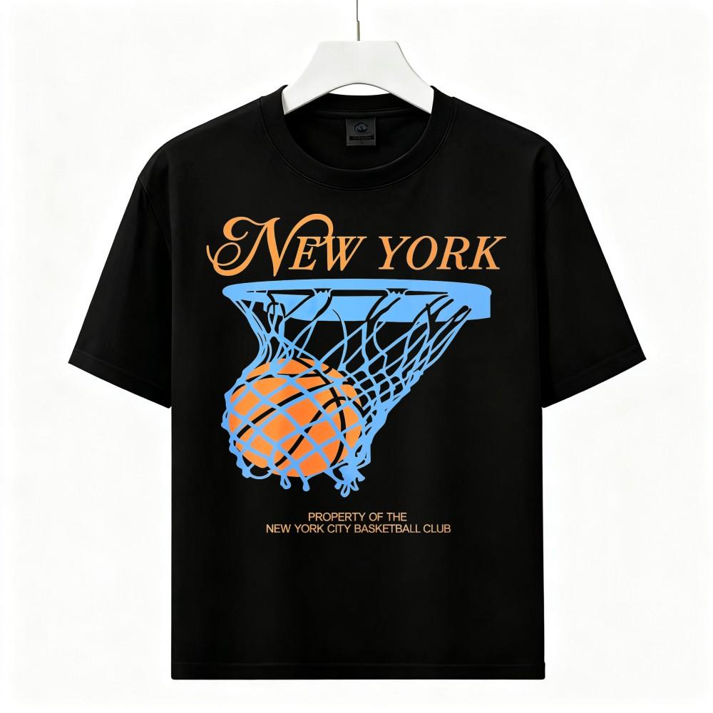 Vintage New York City Basketball Hoop Graphic Washed Cotton Short Sleeve T-Shirt