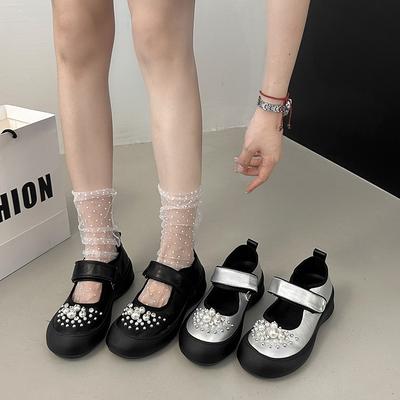 Стильные, простые и универсальные туфли Мэри Джейн с бантом, женские новые летние маленькие одинарные туфли на толстой подошве, увеличивающие рост