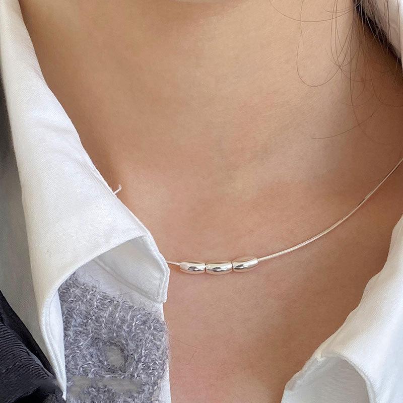 Цепочка из змеиной кости с нишевой текстурой, ожерелье из оливковых бусин, геометрическое универсальное украшение в виде рисового зерна, трендовое женское минималистичное ожерелье