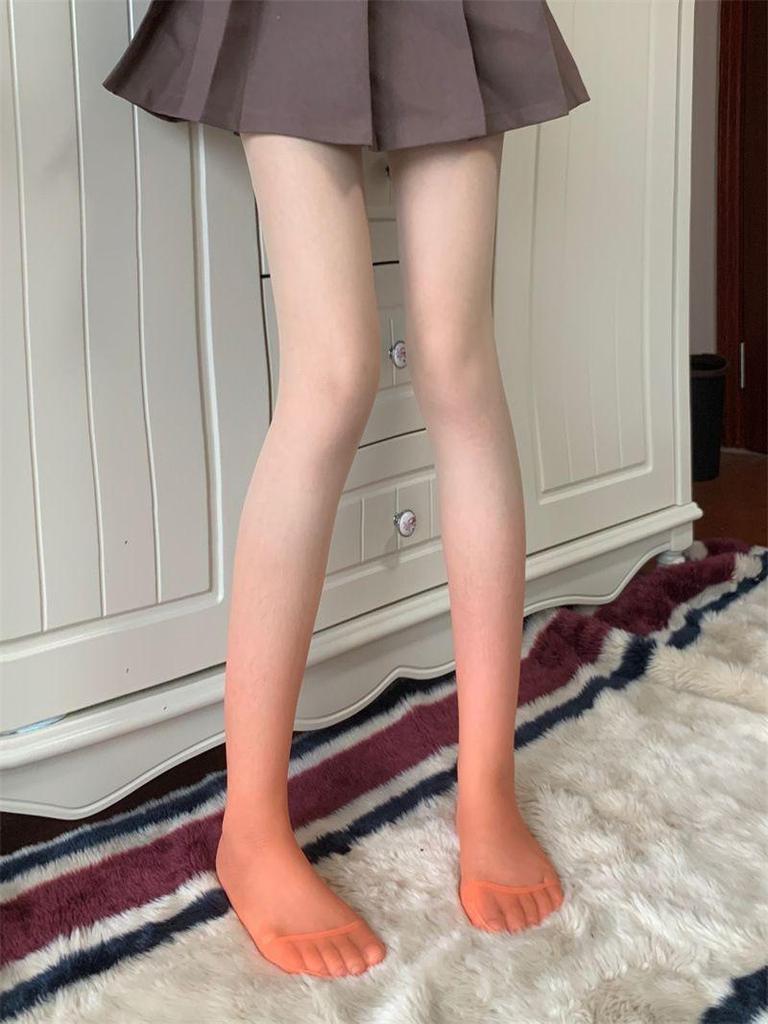 Градиентные шелковые чулки - женские сексуальные прозрачные колготки в черно-белом цвете